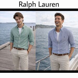 RALPH LAUREN 2 Pc Classic Oxford Men’s Button Down Shirts Size 16 1/2 XL
